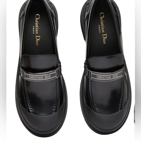 Authentic Christian Dior Code Black Leather Loafer Size 38 - Picture 2 of 14